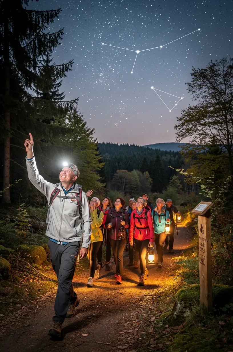 Informationstafel zeigt verschiedene Schwierigkeitsgrade und Dauer von Wanderrouten in der Region