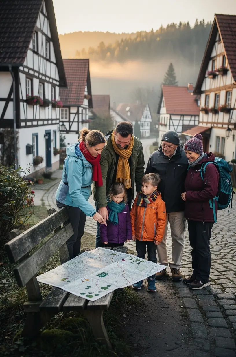 Leihwanderstöcke und Rucksäcke stehen zur Abholung bereit in hochwertigem Outdoor-Verleih